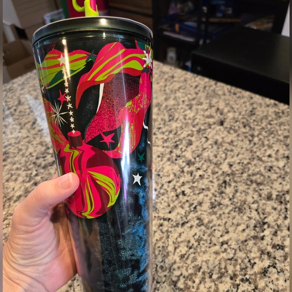 Starbucks 2023 Holiday Velvet Green Tumbler with straw topper - Picture 7 of 8